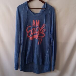 Like-new Women's American Eagle Outfitters XXL Pullover Hooded Blue w/ Pink Hit